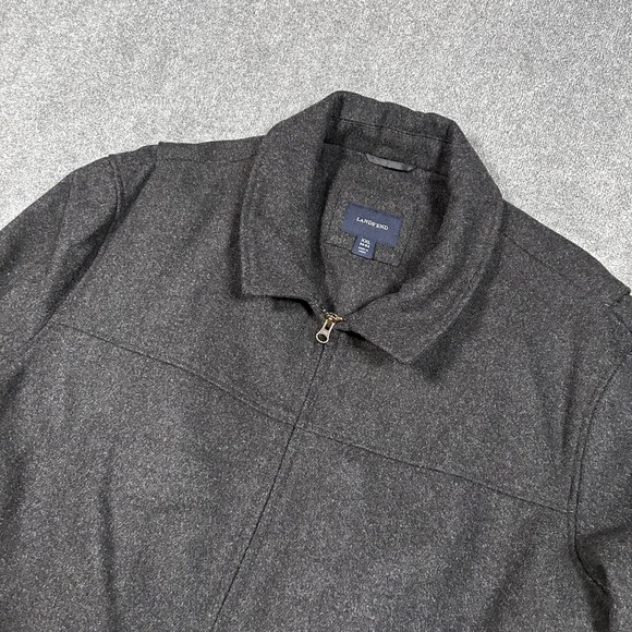 Lands End Wool Blend Zip Jacket Charcoal Grey XXL 50-52 Men Casual Outerwear - Picture 2 of 10